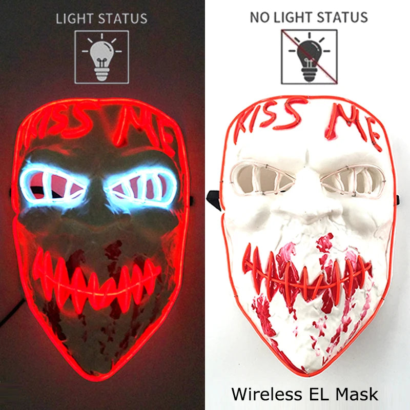 style 1 Color LED Purge Style Halloween Mask – Light Up Party Cosplay