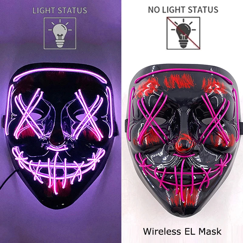 purple Color LED Purge Style Halloween Mask – Light Up Party Cosplay