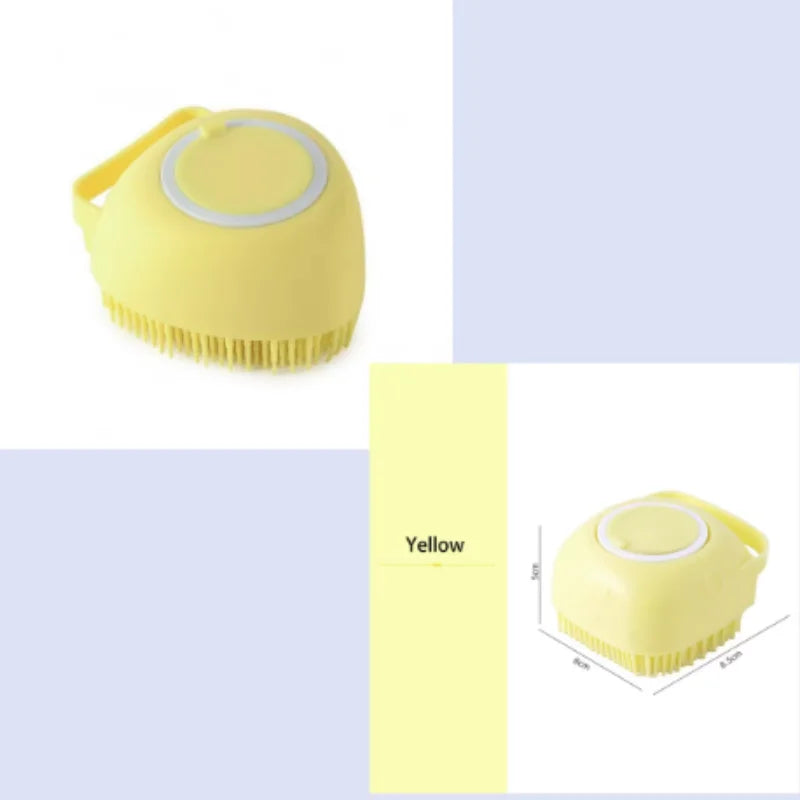 Yellow 2PCS Color Silicone Pet Bath Grooming Glove Brush – Gentle Massage