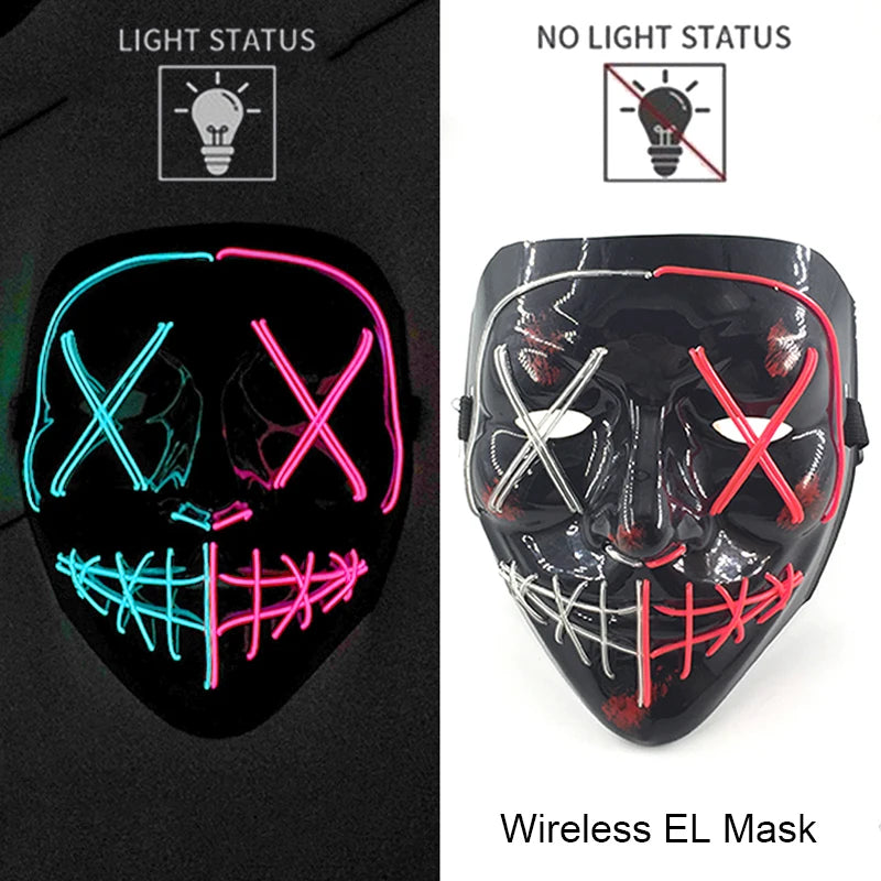 style 3 Color LED Purge Style Halloween Mask – Light Up Party Cosplay