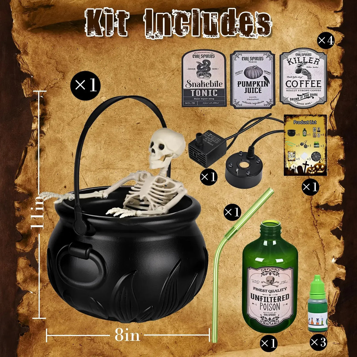 Halloween Witch Cauldron With Floating Potion Fog Effect