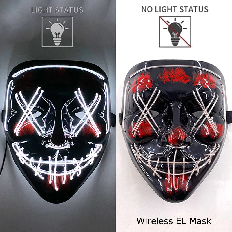 white Color LED Purge Style Halloween Mask – Light Up Party Cosplay