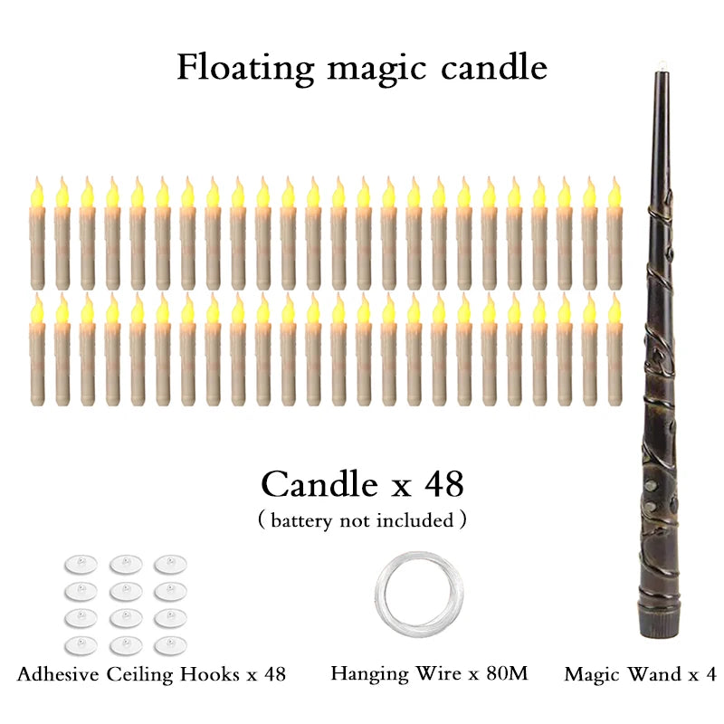 Yellow-48pcs Color Halloween LED Floating Candles With Remote Control