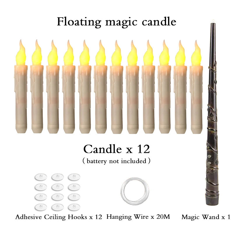 Yellow-12pcs Color Halloween LED Floating Candles With Remote Control
