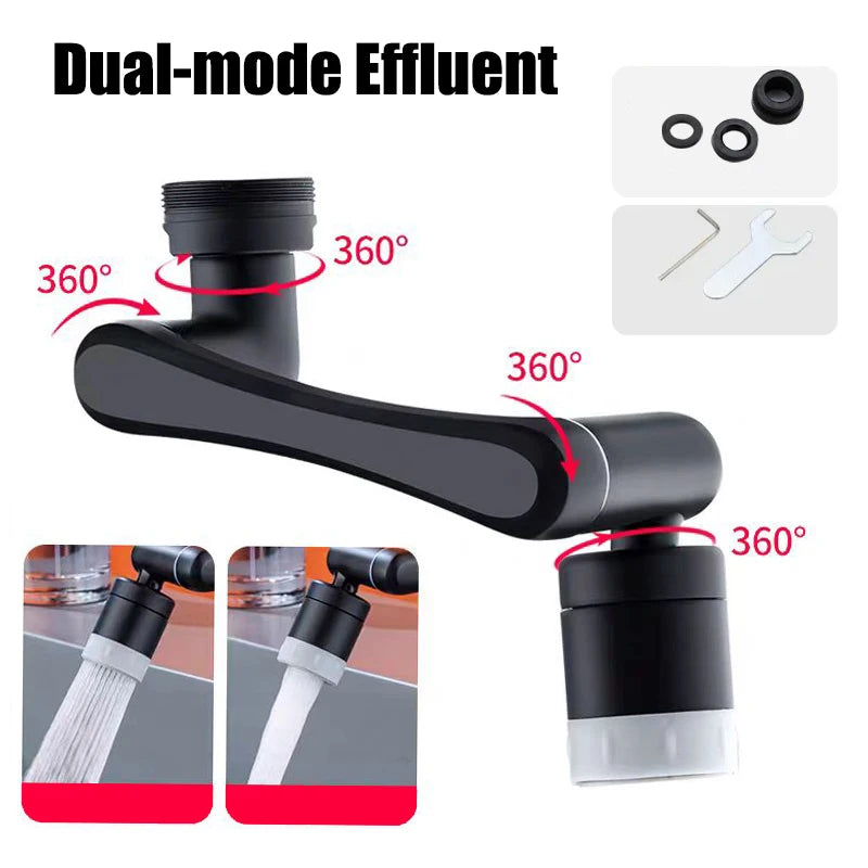 Blakc-2 Mode Color Rotating Faucet Extender Aerator – 1080° Swivel, 2 Spray Modes