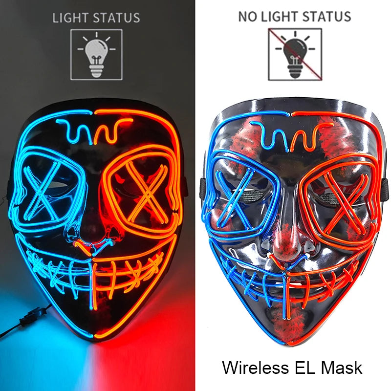 style 20 Color LED Purge Style Halloween Mask – Light Up Party Cosplay