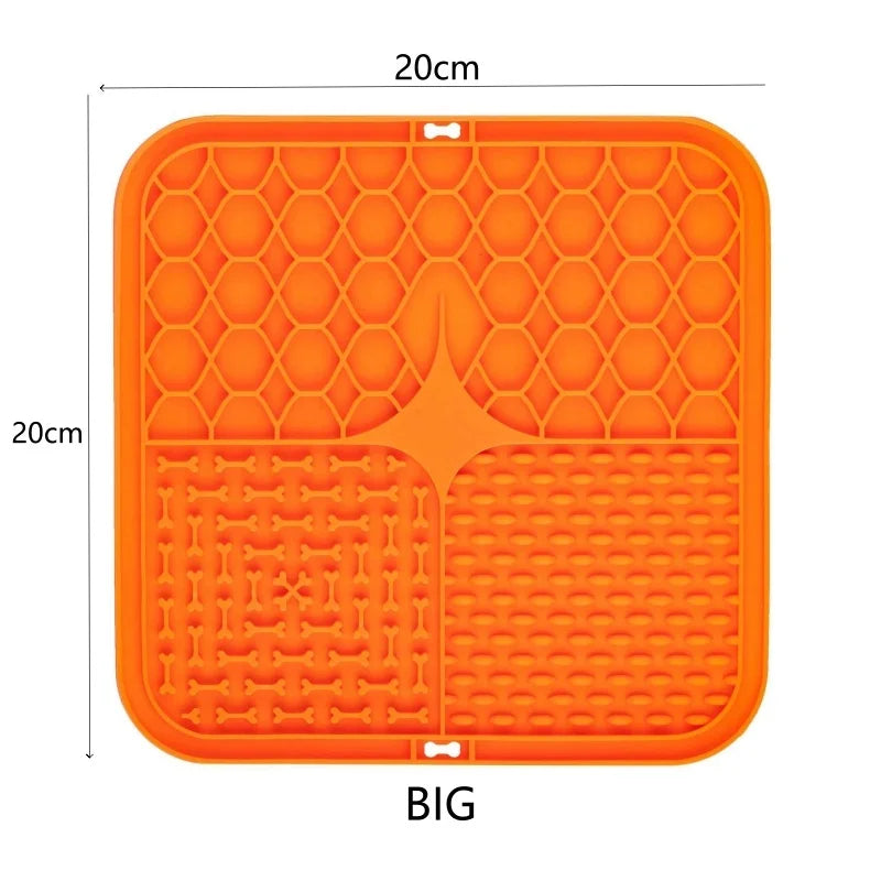 Orange(20x20cm) Color Pet Lick Mat Slow Feeder For Dogs And Cats – Anti-Choking