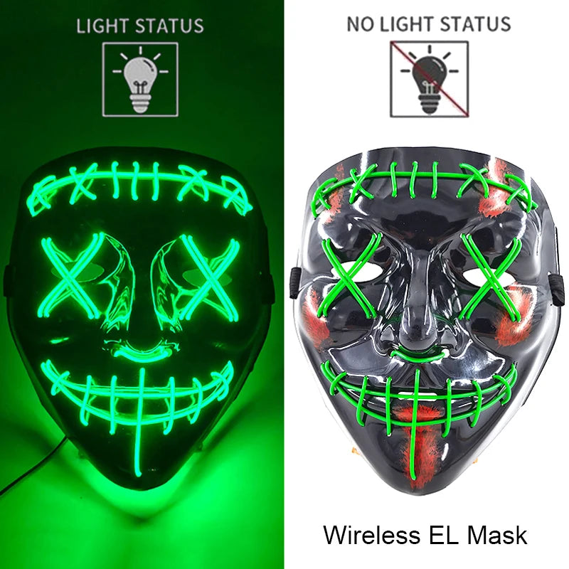 style 16 Color LED Purge Style Halloween Mask – Light Up Party Cosplay