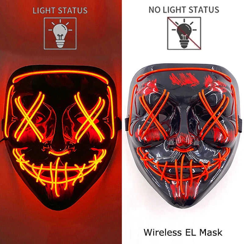 red Color LED Purge Style Halloween Mask – Light Up Party Cosplay
