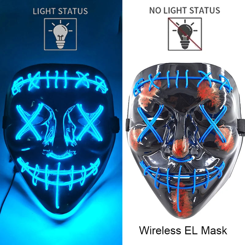 style 17 Color LED Purge Style Halloween Mask – Light Up Party Cosplay