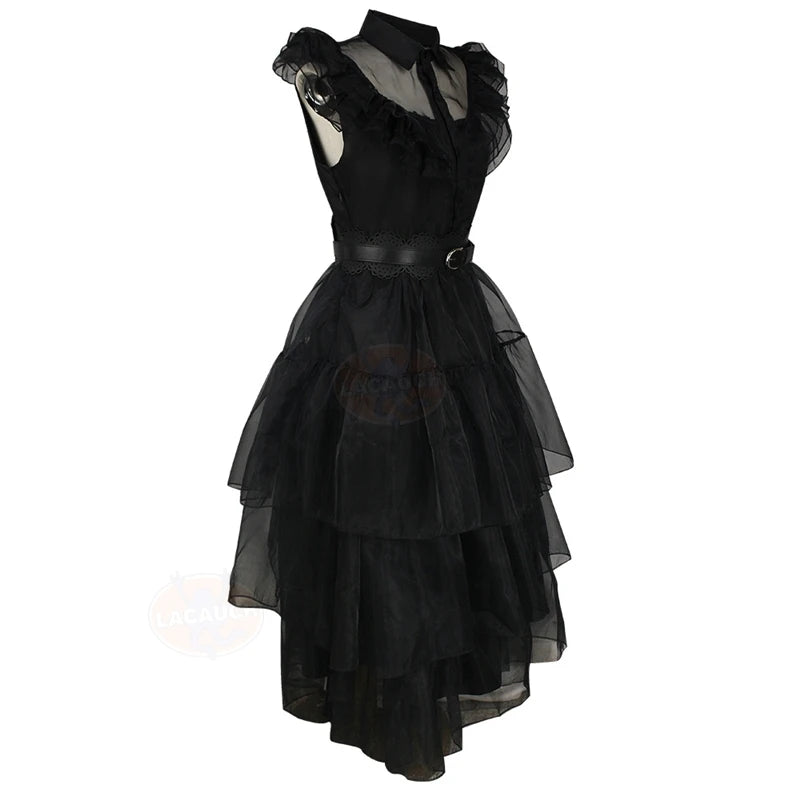 Gothic Black Wednesday Style Cosplay Dress Costume