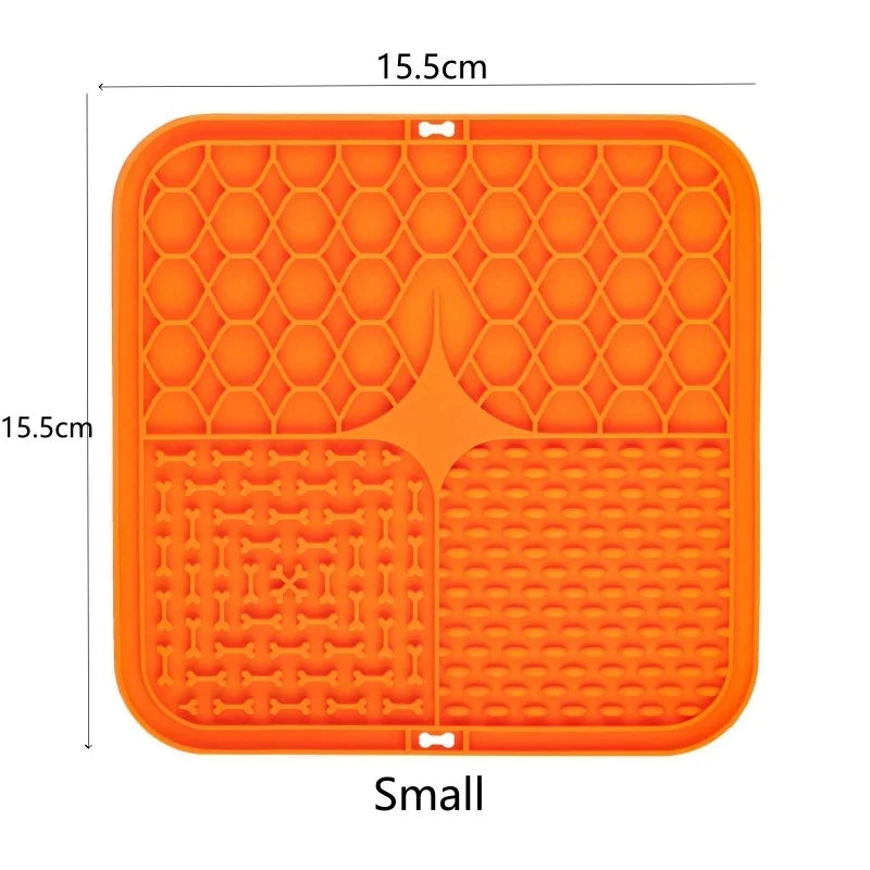 Orange(15.5x15.5cm) Color Pet Lick Mat Slow Feeder For Dogs And Cats – Anti-Choking