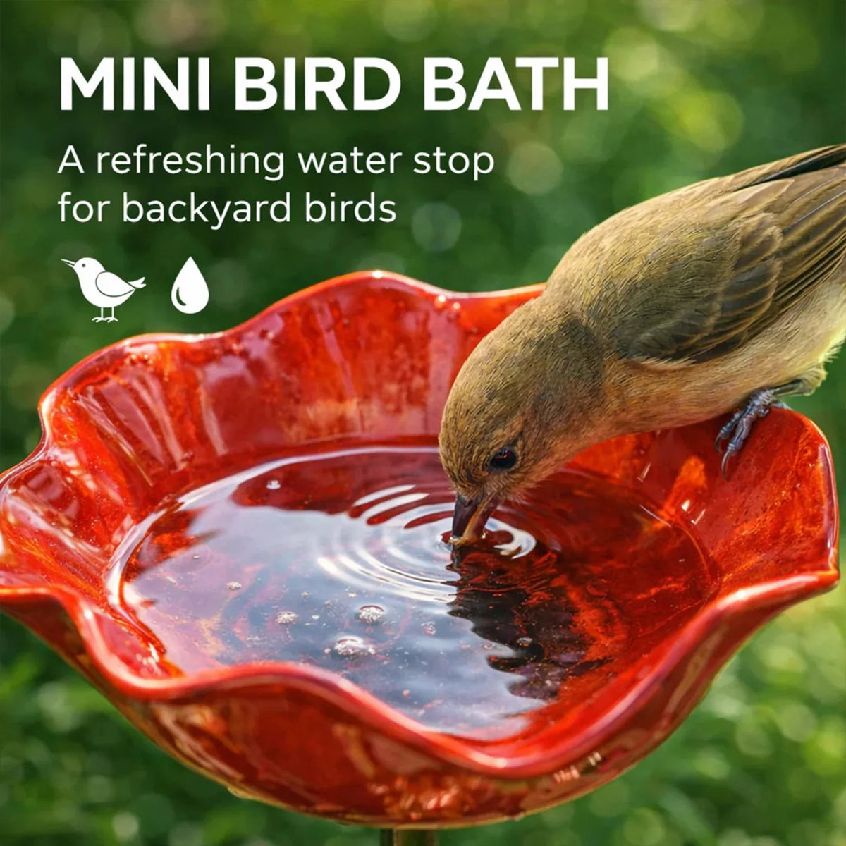 Metal Flower Bird Bath Stake – Pollinator Water Feeder