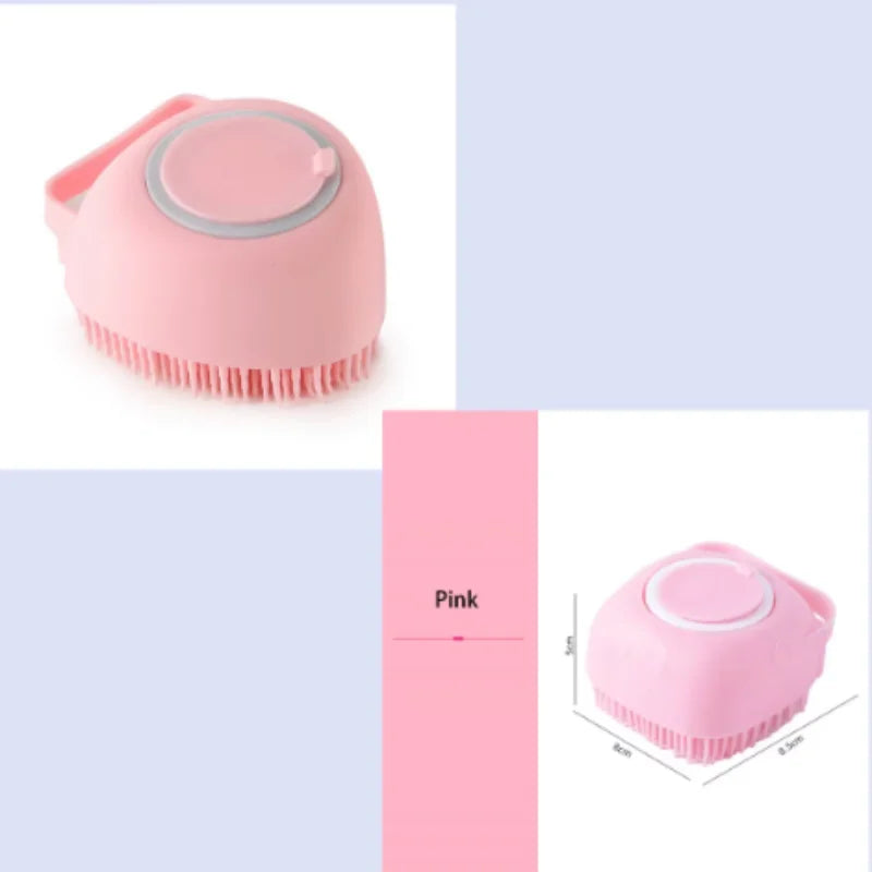 Pink 2PCS Color Silicone Pet Bath Grooming Glove Brush – Gentle Massage