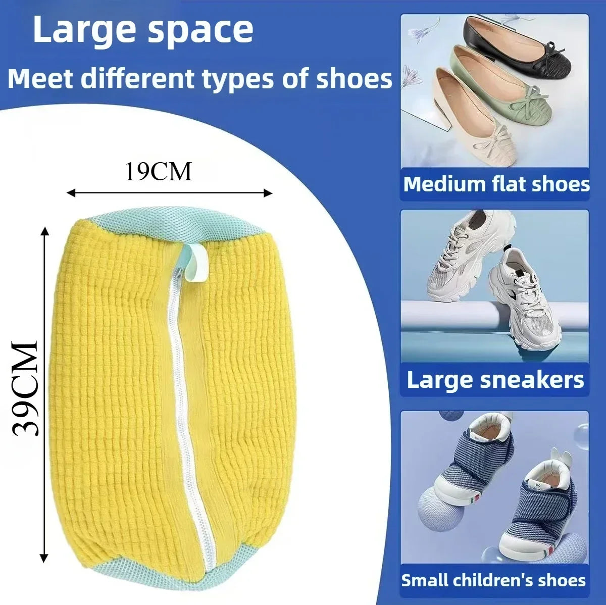 1PC-yellow Color Shoe Laundry Bag for Washing Machines – Protective Mesh Design